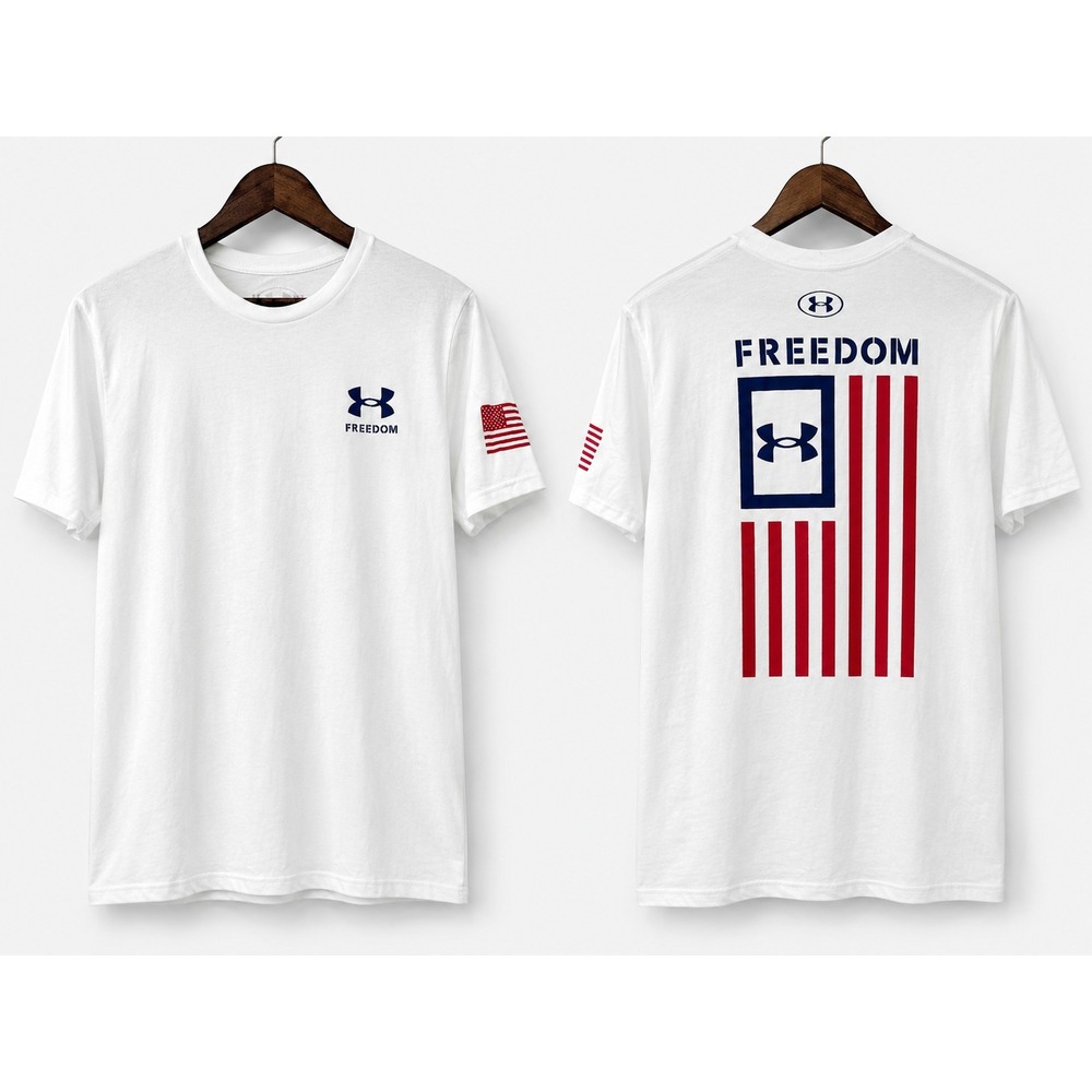 Under Armour Freedom T-Shirt M Americana White American Flag patriotic NWT